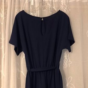 Navy jumpsuit with belt